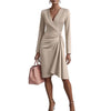 V-Neck Pleated Midi Dress