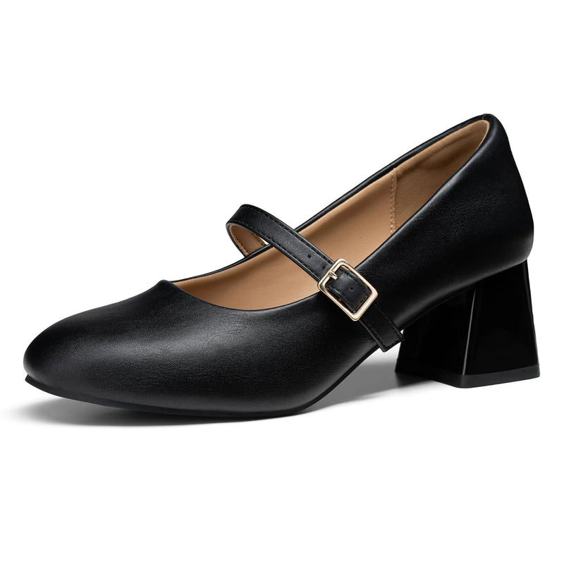 Trary Mary Jane Shoes Women Chunky Mary Janes Heels for Women Shoes Dressy Casual Black Dress Shoes for Women Block Heels Closed Toe Mary Jane Pumps - alternate view