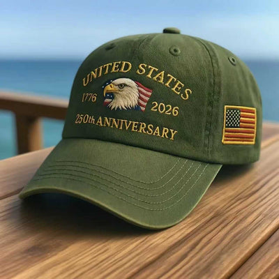 USA 250th Anniversary Cap Washed-Print Hat Flag USA Eagle Baseball Cap Embroidery Casual Breathable Sports Hat Outdoor Sunscreen Dad Hats For Women Men