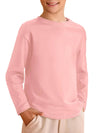 Haloumoning Kids Boys Long Sleeve Crewneck T-Shirts Tee Tops 5-14 Years Pink