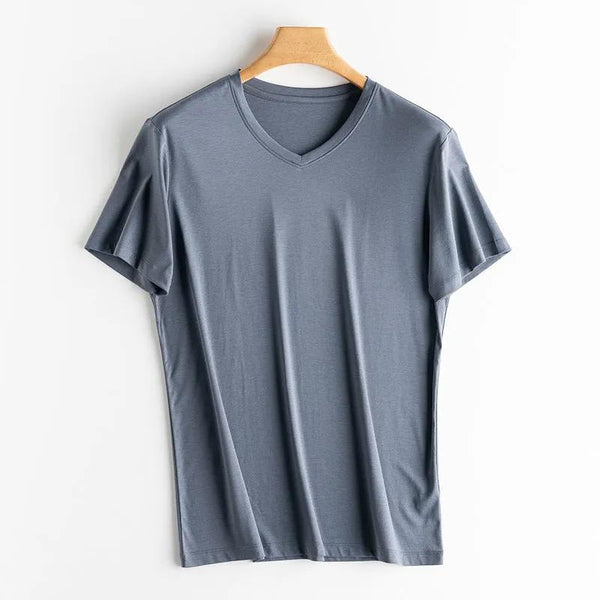 Mens  High-end Fabric Silk & Mercerized Cotton T-shirt Luxury Tee Short Sleeve Silk - alternate view