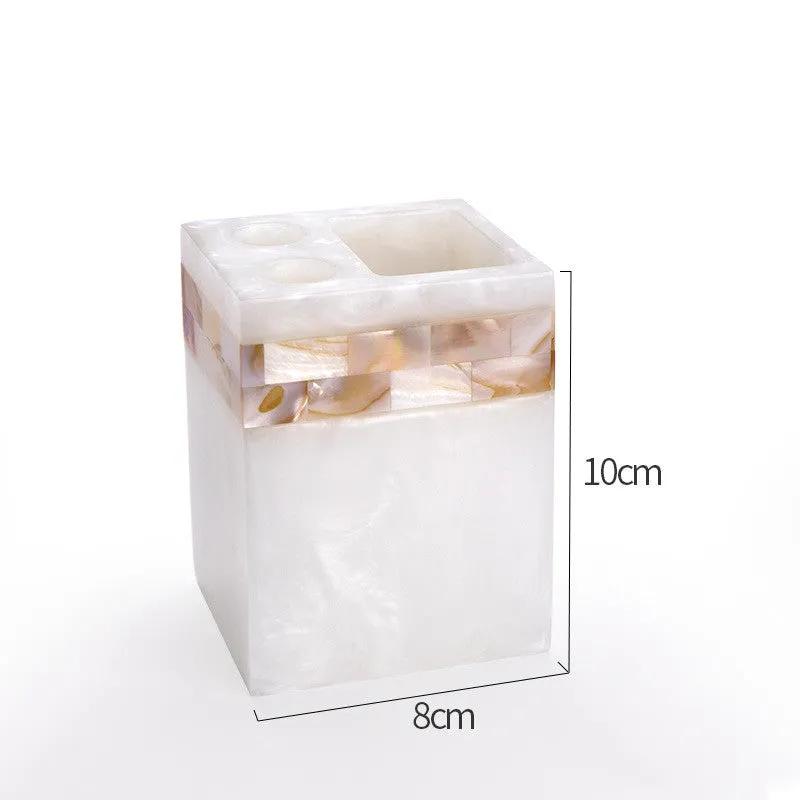 Luxury Shell Bathroom Accessories Set — Toothbrush Holder, Soap Dispenser & More - alternate view