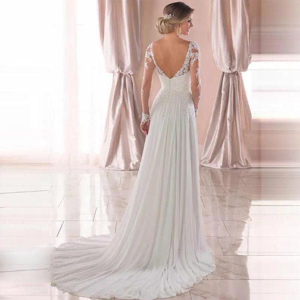 Backless Deep V-Neck Wedding & Evening Dress - alternate view