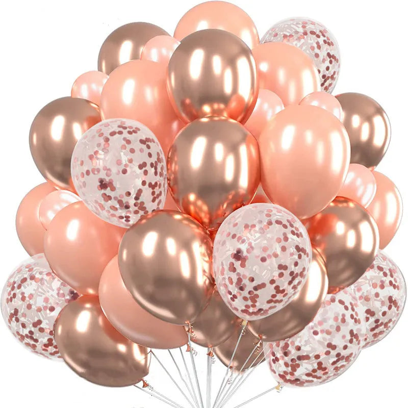 30pcs Gold and Rose Gold Agate Latex Balloon Set - alternate view