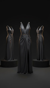 Silk Draped Evening Dress