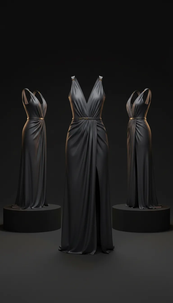 Silk Draped Evening Dress