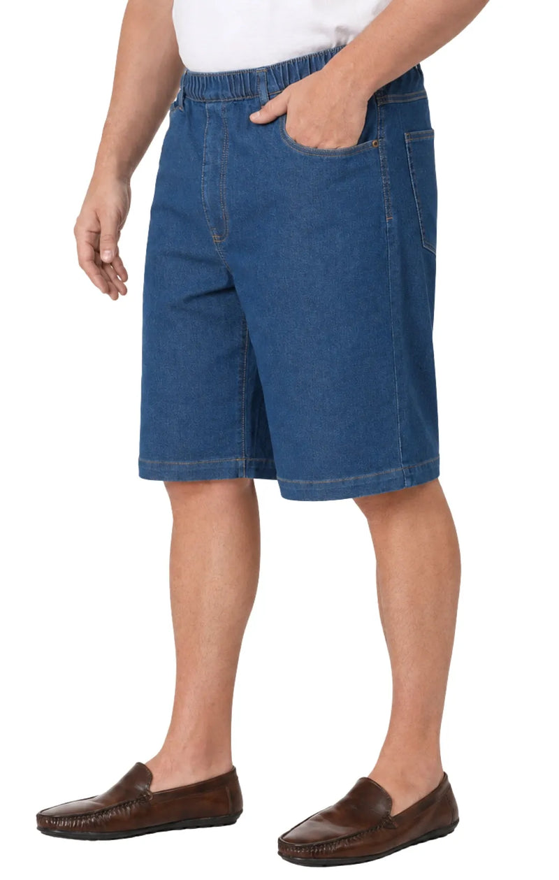 Men's Pull-On Stretch Denim and Twill Shorts — Elastic Waist No Zipper - alternate view