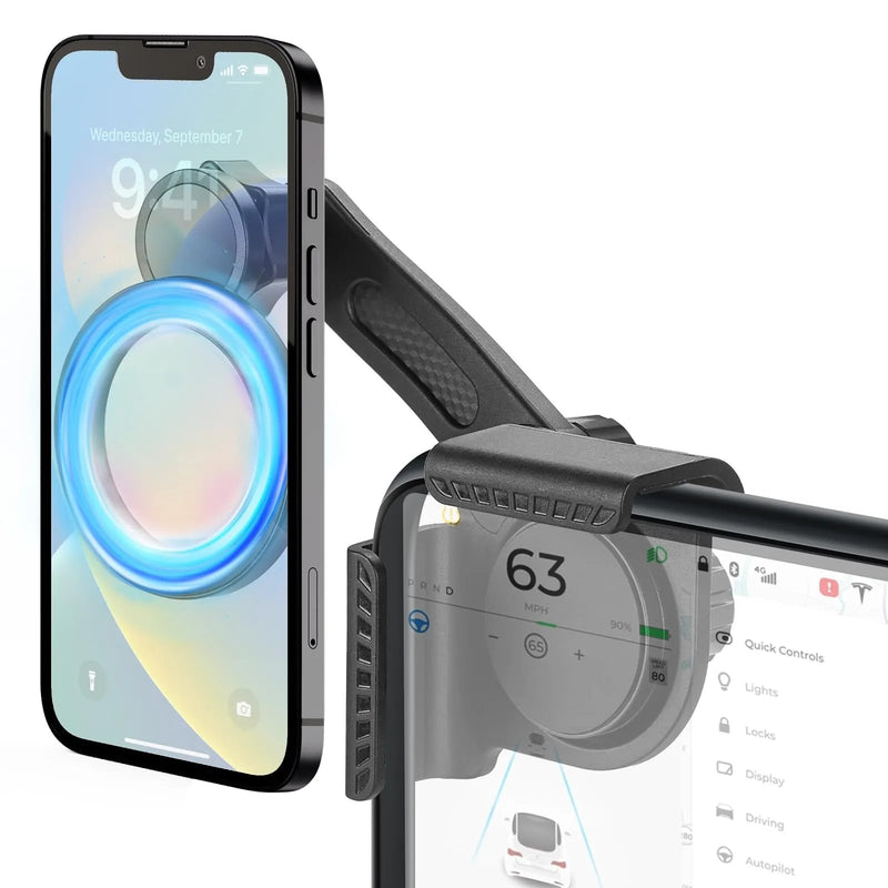 for Tesla Phone Mount, Magsafe Strongest Magnetic Tesla Phone Holder for Tesla Model 3/Model Y/Cybertruck Accessories 2024, No Glue for Car Phone Mount for Tesla with Magnetic Ring Fits for All Phone - alternate view