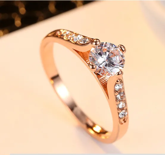 Plated White Gold Rose Gold Women's Zircon Ring - alternate view