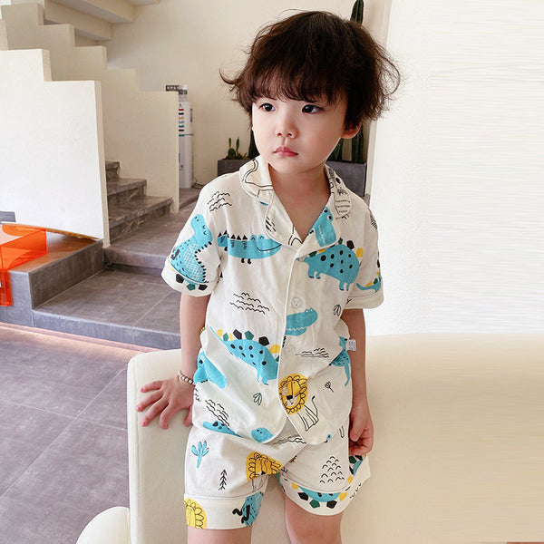 Kids Cardigan Pajama Set — Air Conditioning Sleepwear for Boys & Girls