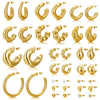 KISS WIFE Chunky Gold Earrings 18 Pairs Chunky Gold Hoops Set Gold Jewelry for Women Christmas Gift