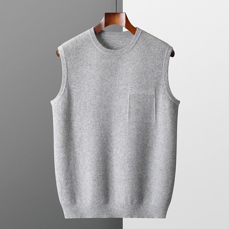 AE & More Men's Jacquard Knit Vest – Slim Business Casual Sleeveless Pullover
