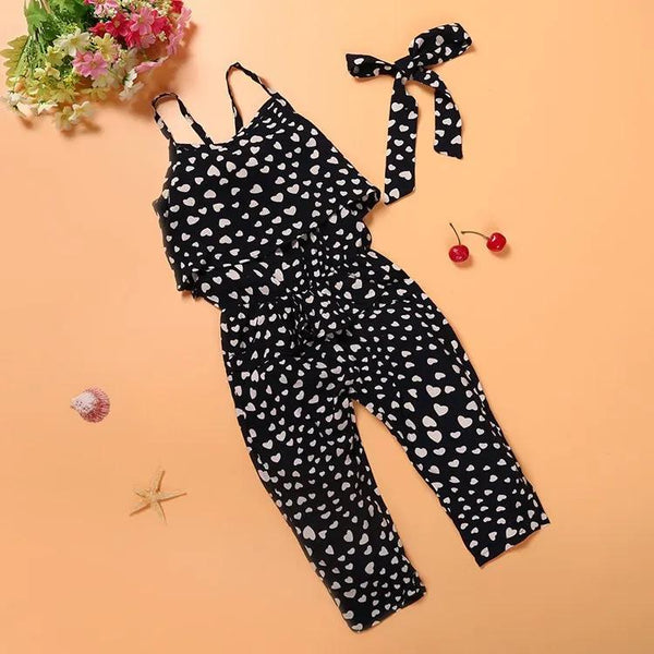 Girls Polka Dot Jumpsuit Set – Sleeveless Summer Outfit - alternate view