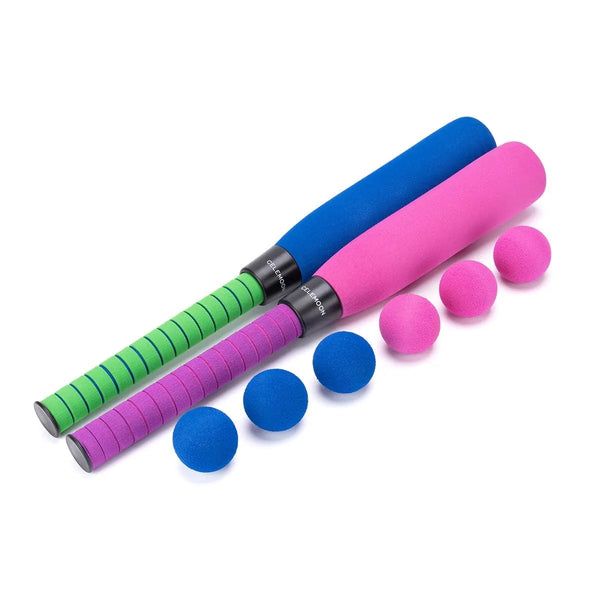 CeleMoon 2-Pack 22 Inch Kids Foam Soft Baseball Bat Toys with 6 Balls for Kids Toddlers Youths Outdoor Indoor Sport T Ball Game Playing Blue & Pink