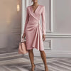V-Neck Pleated Midi Dress