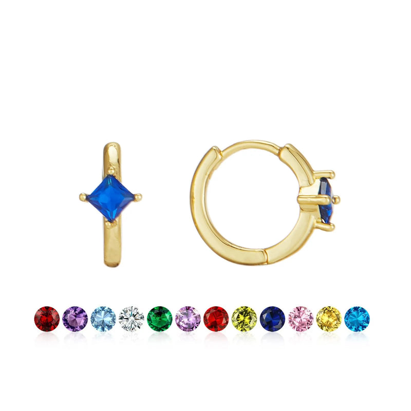Gold Earrings for Women Trendy Emerald Birthstone Earrings Dainty Small Gold Huggie Hoop Earrings 14k Gold Plated Earrings Cubic Zirconia Earrings Birthday Gifts for Women Gold Jewelry - alternate view
