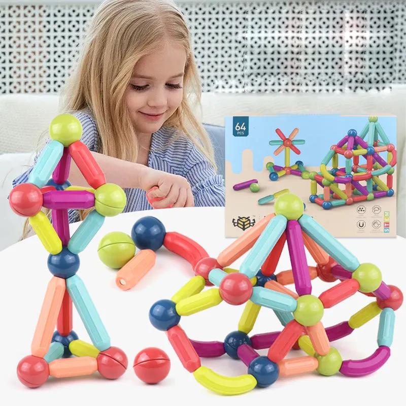 Kids Magnetic Building Blocks Set – STEM Stick & Build Toy - alternate view