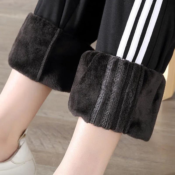 With velvet sport watch in autumn and winter winter female big fat code MM student casual pants loose warm nosing trousers - alternate view
