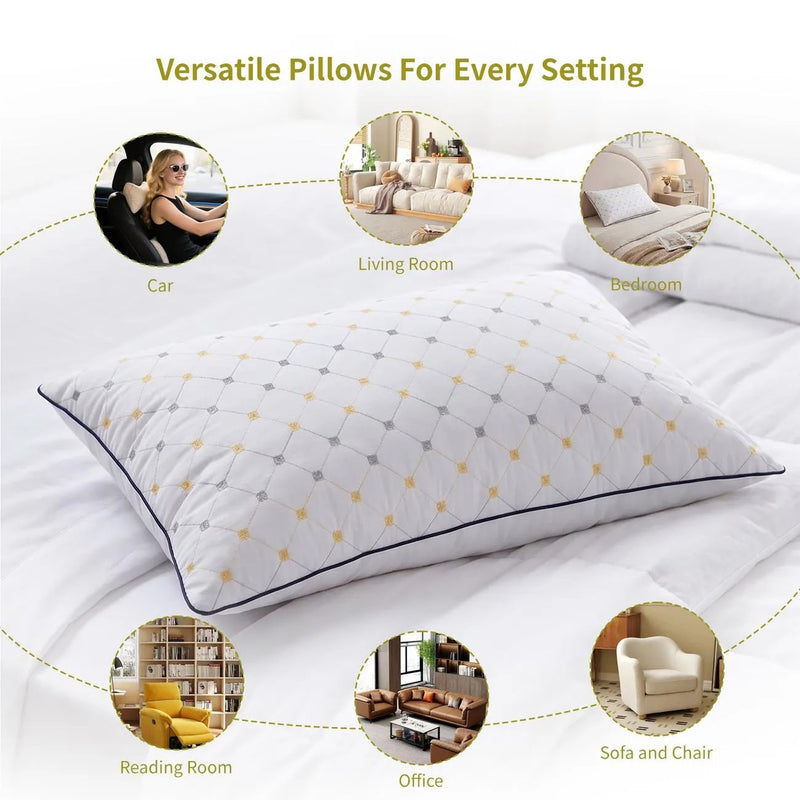 Hotel Quality Pack Of 2 Pillows Bounce Back Anti Allergic White Breathable Bedding Plump Pillows - alternate view