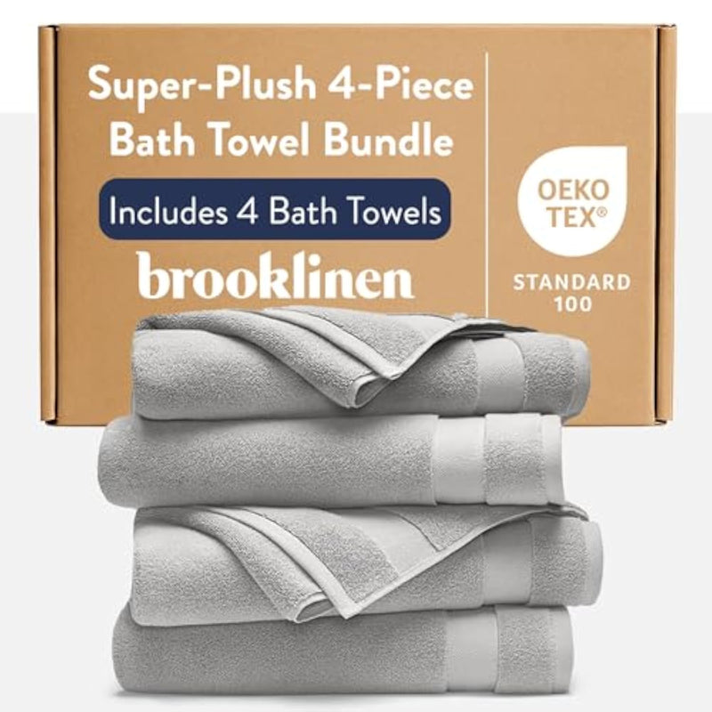 Brooklinen 100% Turkish Cotton Bath Towels Spa-Quality Cotton - Set of 4, White