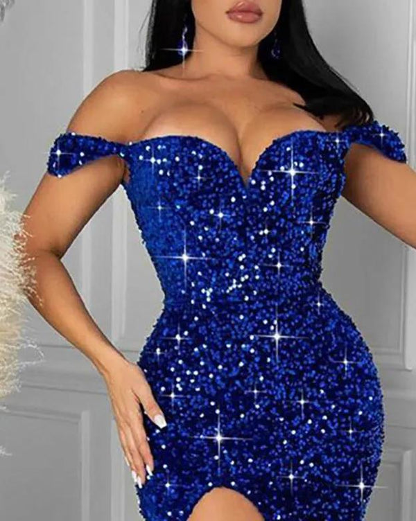 Sequin Tube Top Evening Dress - alternate view