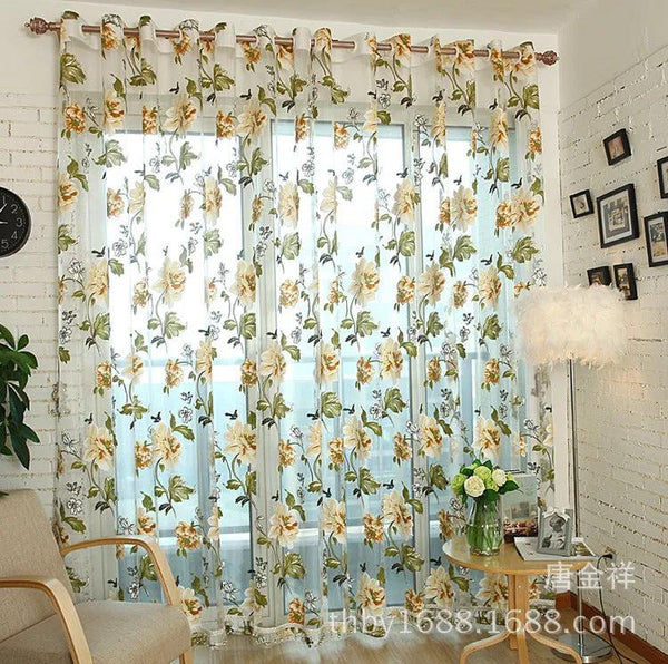 Purple & Beige Peony Burnt-Out Curtain — Bedroom & Bay Window