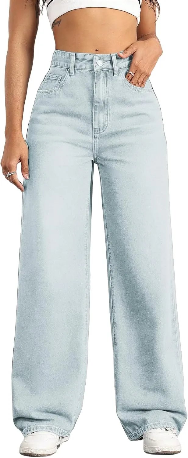 Straight Leg Jeans for Women High Waisted Wide Leg Denim Pants | Baggy,Trendy,Boyfriend Fit,Cofortable,Relaxed,Casual Wear,High Rise,Five Pockets,Regular,Loose Stretchy,Fashion