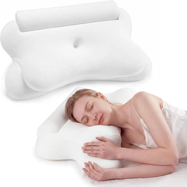Sweetcrispy Cervical Pillow for Neck Pain, Ergonomic Contour Memory Foam Pillow with Detachable Roll Support, Cooling Breathable Cover for Side Back Stomach Sleepers - alternate view