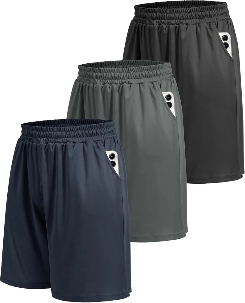 5 Pack Athletic Gym Mens Shorts - Workout Black Quick Dry Basketball Shorts with Pockets for Running Casual Activewear - alternate view