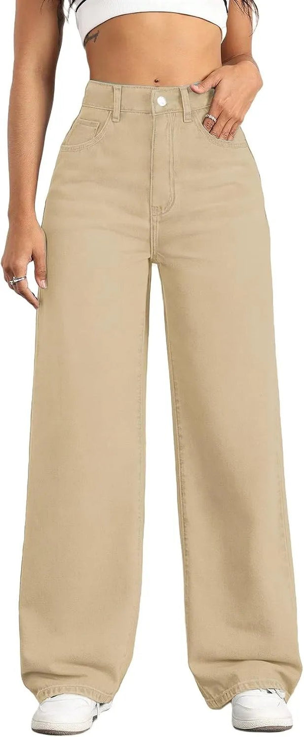 Straight Leg Jeans for Women High Waisted Wide Leg Denim Pants | Baggy,Trendy,Boyfriend Fit,Cofortable,Relaxed,Casual Wear,High Rise,Five Pockets,Regular,Loose Stretchy,Fashion - alternate view