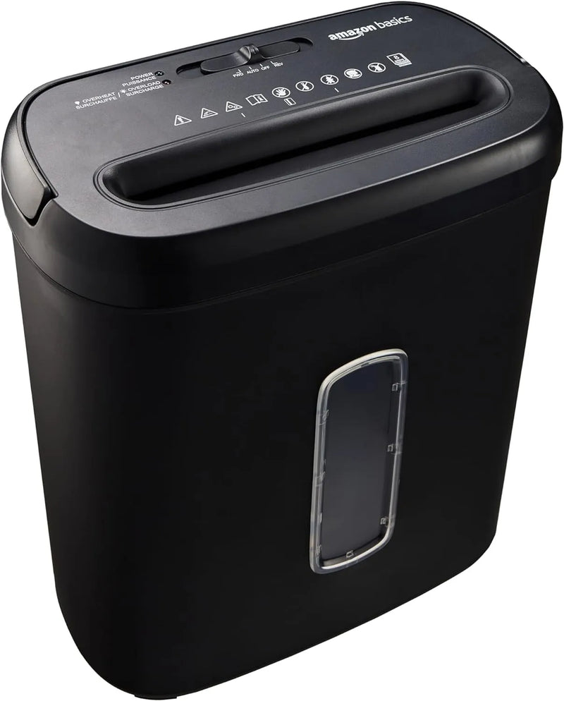 Amazon Basics 8-Sheet High Security Cross Cut Paper and Credit Card Shredder with P-4 Security, Auto Shut-off, Black - alternate view