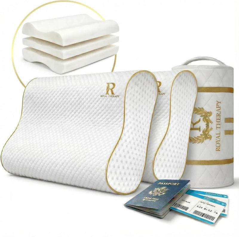 Royal Therapy Memory Foam Pillow, Queen Neck Pain Relief, Contour Cervical Pillow, for Neck and Shoulder Pain, Side, Back and Stomach Sleeper, 24x14x5 inches - alternate view