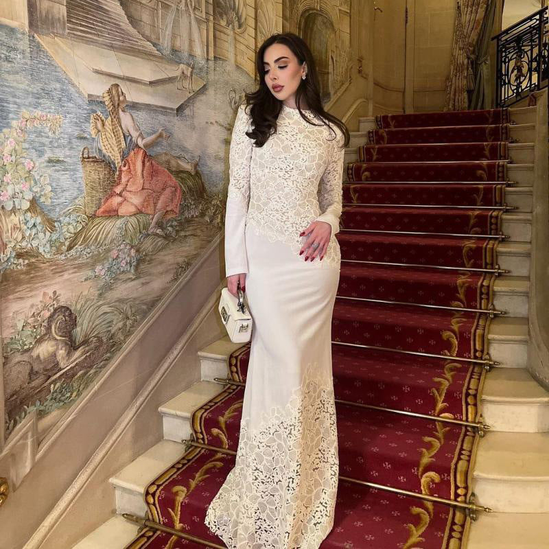 Lace-embroidered Formal Gown Maxi Dress