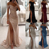 Sequin Off-Neck Split Party Dress