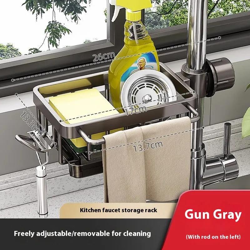 Sink Faucet Storage Rack — Aluminum Drain Basket & Organizer - alternate view