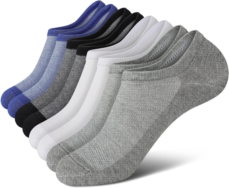 wernies No Show Socks Men, Low Cut Ankle Short Casual Non Slip Socks | Premium Cotton Fabric, Soft Breathable Invisible White Black Gray Socks Men