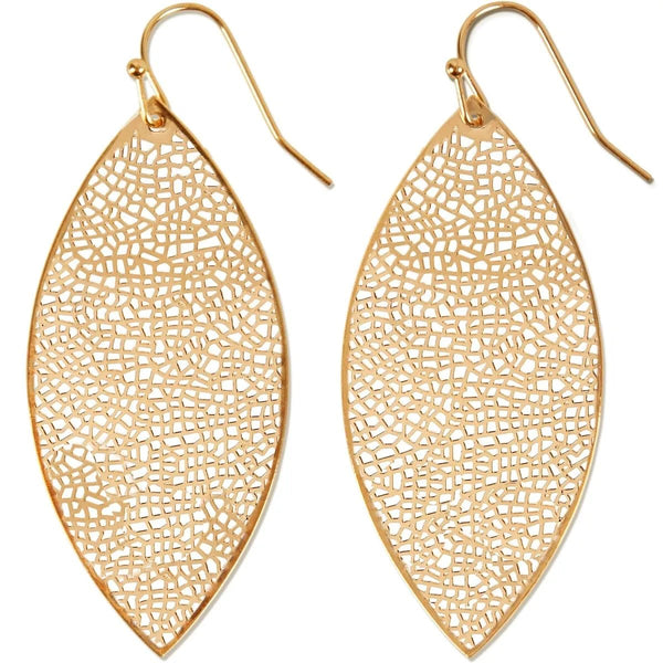 Gold Leaf Earrings for Women - Gold Dangle Earrings for Women Gold Drop Earrings for Women Gold Boho Earrings Big Earrings for Women Gold-Tone Filigree Earrings Dangly Large Earrings for Women - alternate view