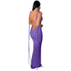 JUMISEE Women Sexy Backless Draped Maxi Dress Elegant Sleeveless