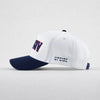 Arizona Wildcats hat featuring a white crown and navy brim with "ARIZONA" and "UPSIDE" embroidery.