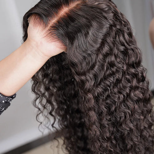 Water Wave Glueless Wig Human Hair Deep Wave 13x4 Lace Frontal Human Hair Wigs Ready to Wear PrePlucked PreCut Lace 4x4 Lace Wig