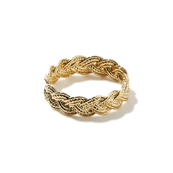 Ana Luisa Braided Gold Ring - Dainty Gold Ring - 14K Gold Plated Rings For Women - Braided Thin Stacking Ring - Simple Minimalist Gold Ring - Gold Band With Woven Textured Look - Hypoallergenic - alternate view