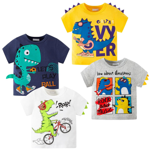 Toddler Boys Shirts Short-Sleeve Little Kids t Shirts Boys Tops Tees & Shirts Graphic TEE Age for 2-7 Years 4-Pack - alternate view