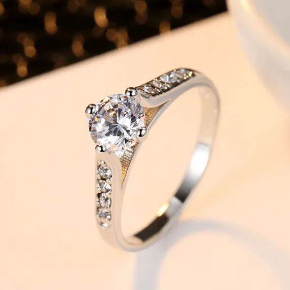 Plated White Gold Rose Gold Women's Zircon Ring