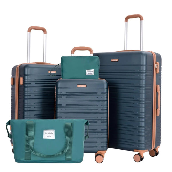 Amalodie Luggage Sets 5 Piece Suitcases with Double Spinner WheelSuitcase Set ABS Hard Case Luggage with TSA Lock and Durable Waterproof Travel Luggage - alternate view
