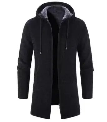 Medium Long Plush Thickened Coat for Men