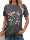 hcihgzr Vintage Flower Shirts Women Boho Floral Wildflowers T-Shirt Retro Wildflower Graphic Tee Shirts Summer Shirts Tops（XXL5Dark Grey）