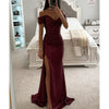 Sequin Off-Neck Split Party Dress