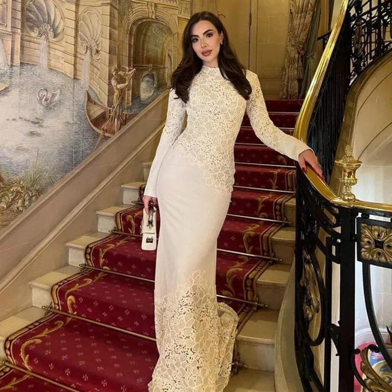 Lace-embroidered Formal Gown Maxi Dress - alternate view