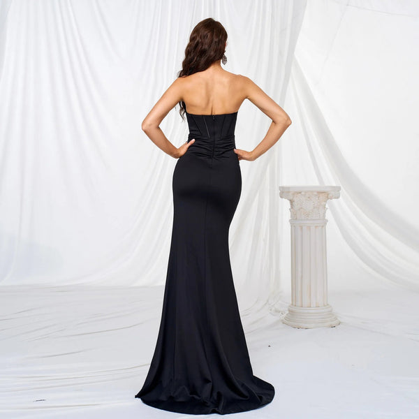 Chest-Wrap Off-Shoulder Evening Gown - alternate view