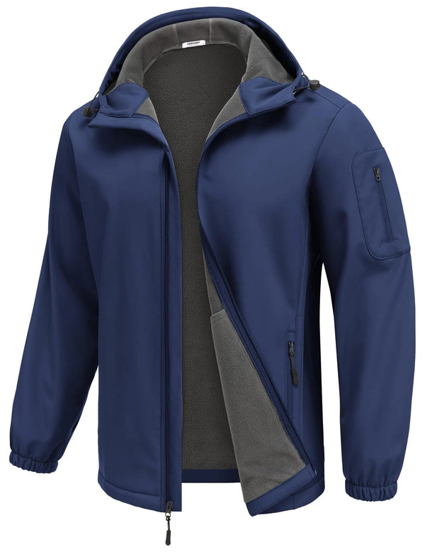 COOFANDY Mens Softshell Hooded Fleece Lined Windbreaker Jacket Waterproof Windproof Jacket Outdoor Winter Jacket - alternate view
